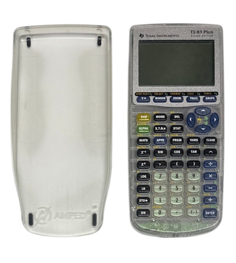 Texas Instrument TI-83 Plus Clear Silver Edi Graphing Calculator w/ Cover TESTED